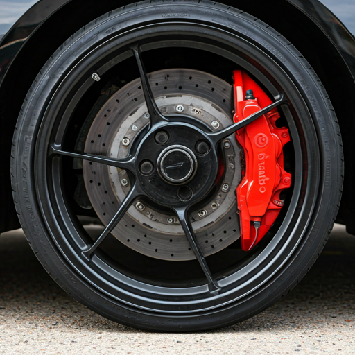 High performance Brembo brake calipers on race track