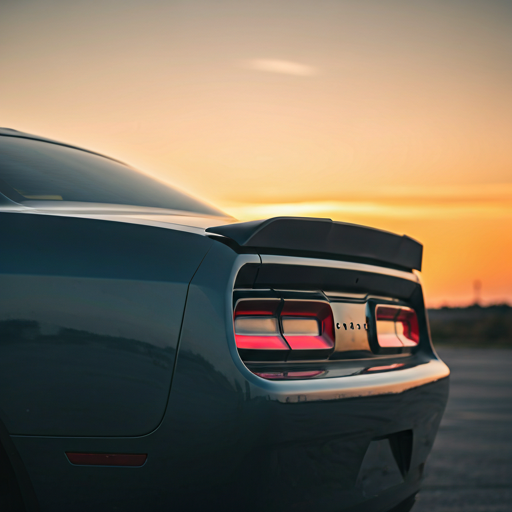 Rear spoiler of Dodge Challenger showing aerodynamic lines
