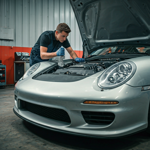 Mechanic inspecting performance car engine